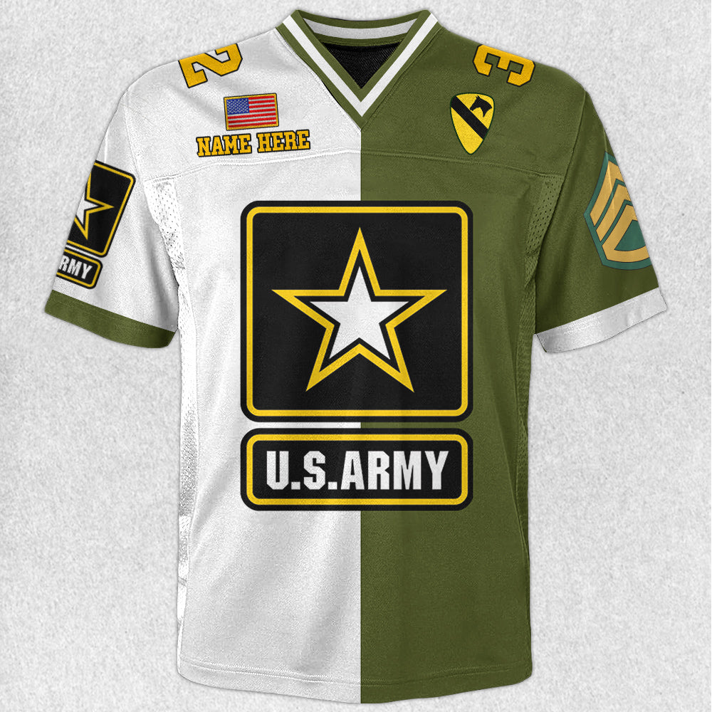 Custom All Branches Of Service Football Jersey Shirt For Military Veteran Dad Grandpa H2511