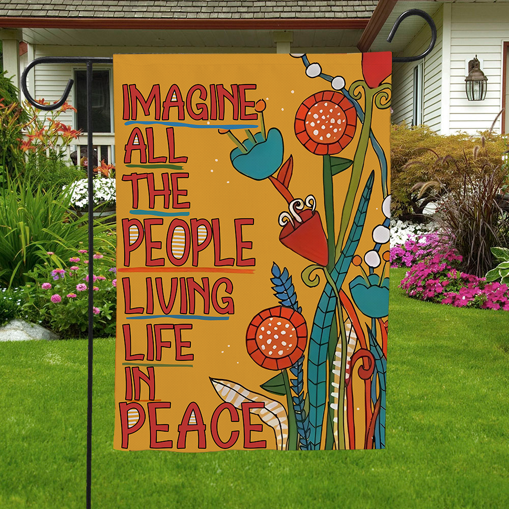 Imagine All The People Living Life In Peace Flag