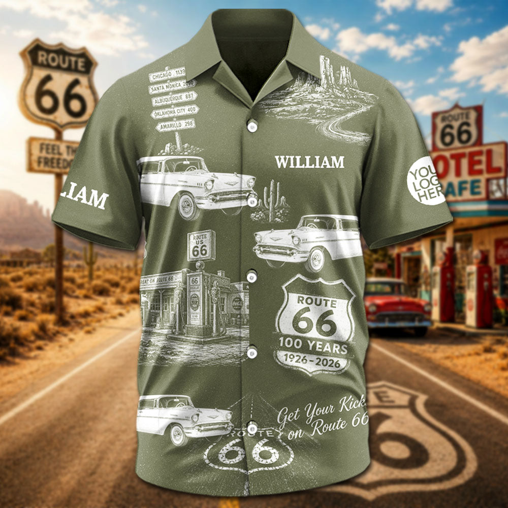 Celebrate 100 Years of Road Route 66 -  Custom Vehicle Photo Hawaiian Shirt A2110 Pt99