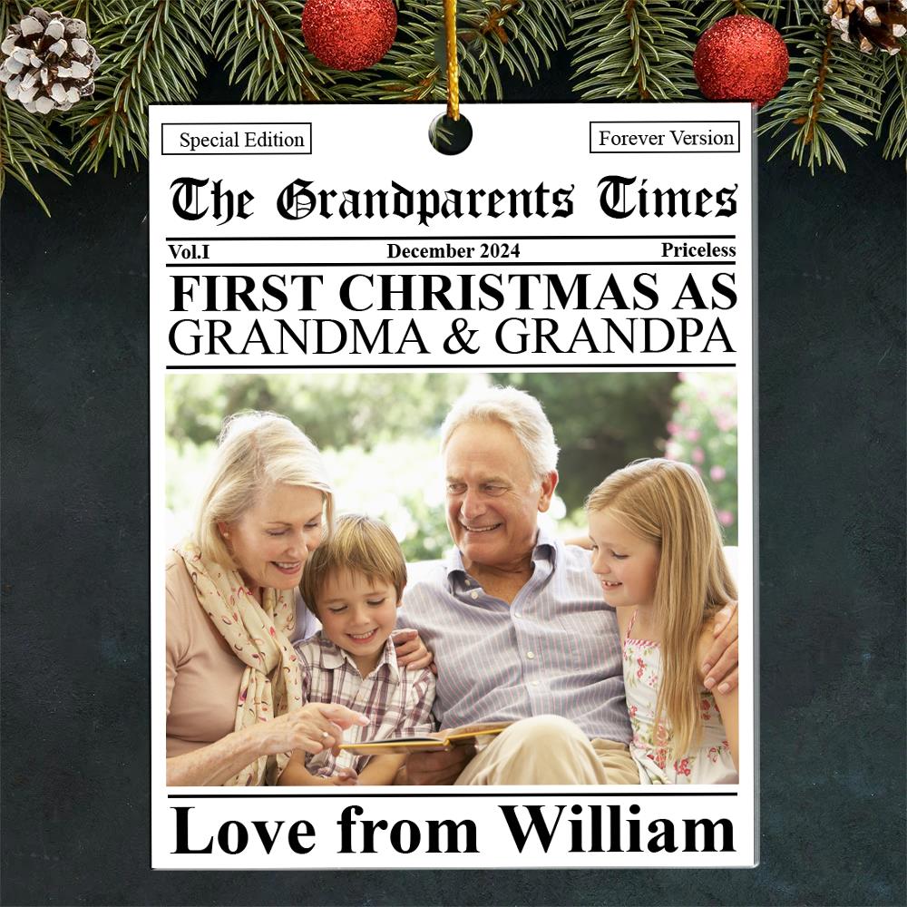 The First Christmas Grandparents Times - Personalized Acrylic Photo Ornament Nh00