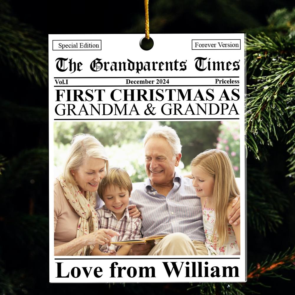 The First Christmas Grandparents Times - Personalized Acrylic Photo Ornament Nh00