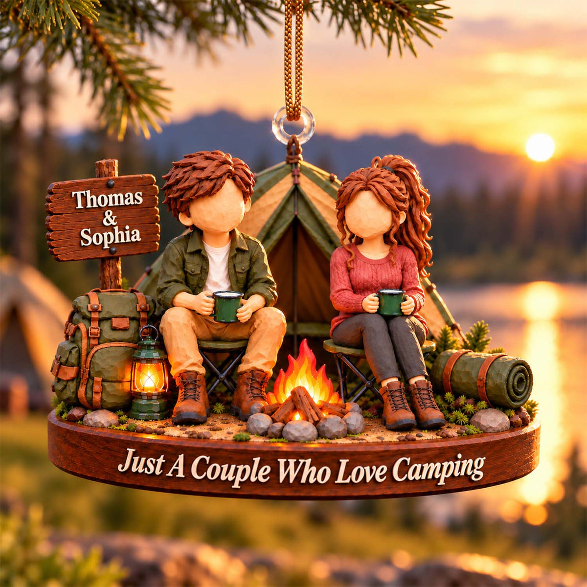 Just A Couple Who Loves Camping, Personalized Camping Ornament, Custom Name Gift, Gift For Camping Lovers MI209 Pt99