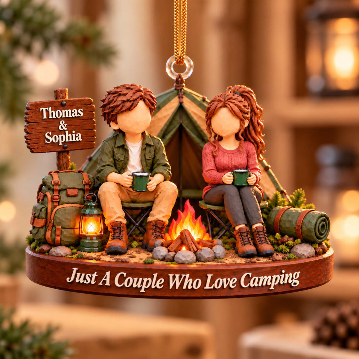 Just A Couple Who Loves Camping, Personalized Camping Ornament, Custom Name Gift, Gift For Camping Lovers MI209 Pt99