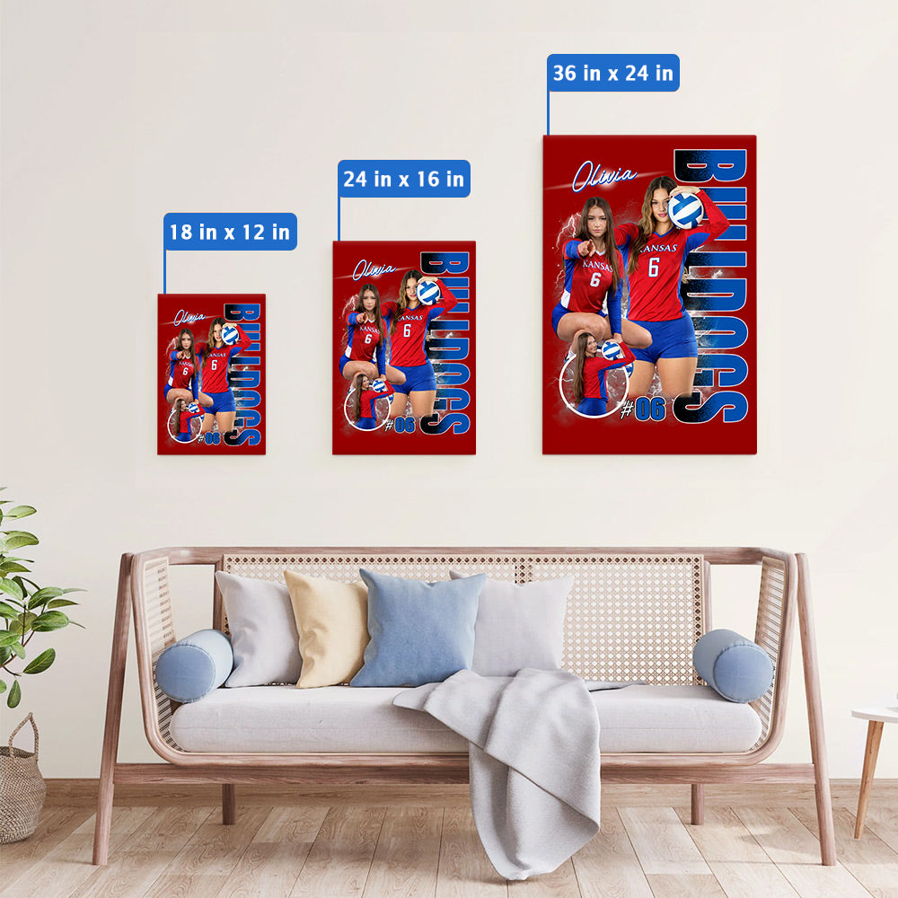 Custom Photo Volleyball Player Poster - Personalized Team Name School Name Bootleg Poster Volleyball T1807