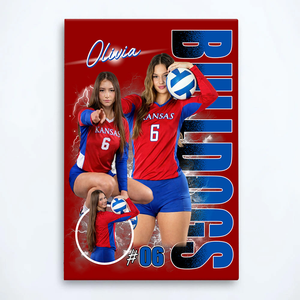 Custom Photo Volleyball Player Poster - Personalized Team Name School Name Bootleg Poster Volleyball T1807