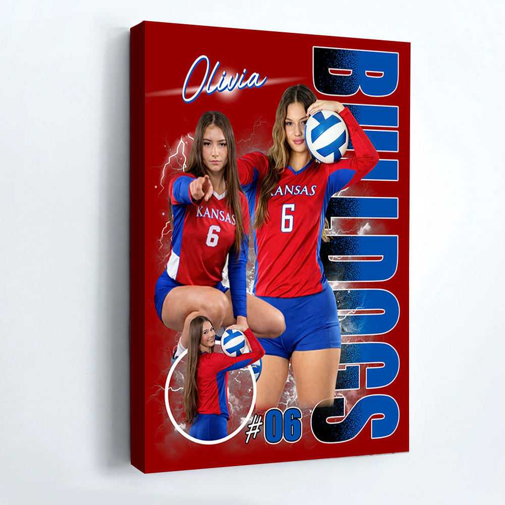 Custom Photo Volleyball Player Poster - Personalized Team Name School Name Bootleg Poster Volleyball T1807