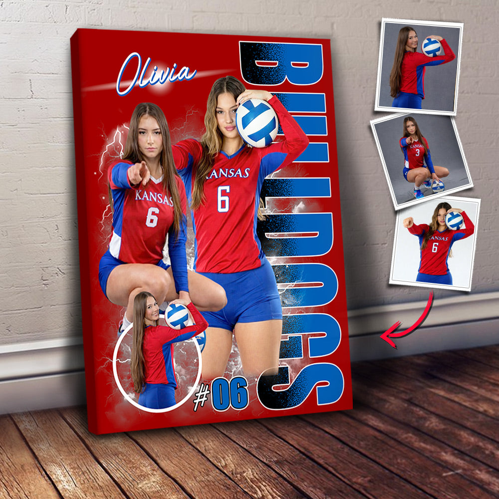 Custom Photo Volleyball Player Poster - Personalized Team Name School Name Bootleg Poster Volleyball T1807