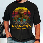 Grandpa Wolf Pack Personalized Vintage Shirt For Grandpa Pt99