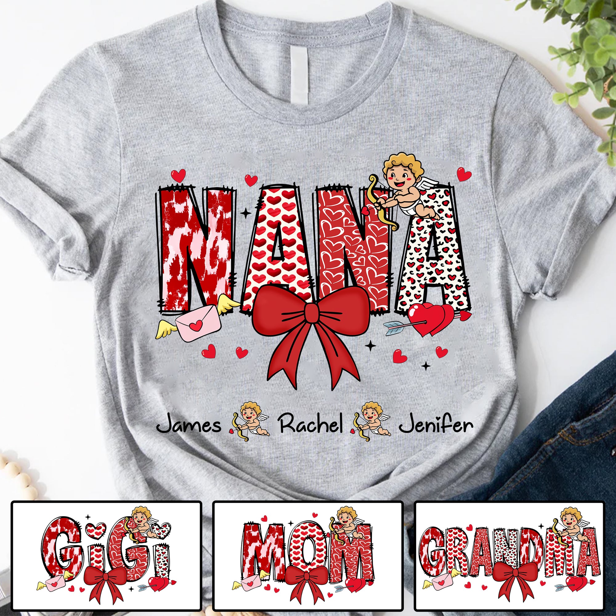 Personalized Valentine Mama Coquette Shirt For Mimi Nana Mom Grandma - Custom Kid Names Tu20