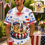Funny Dog Beer American Flag, Personalized Hawaiian Shirt, Custom Photo Dog Gift For Dog Lovers, For Patriotic 4th of July, America 250 Years T1807 T24