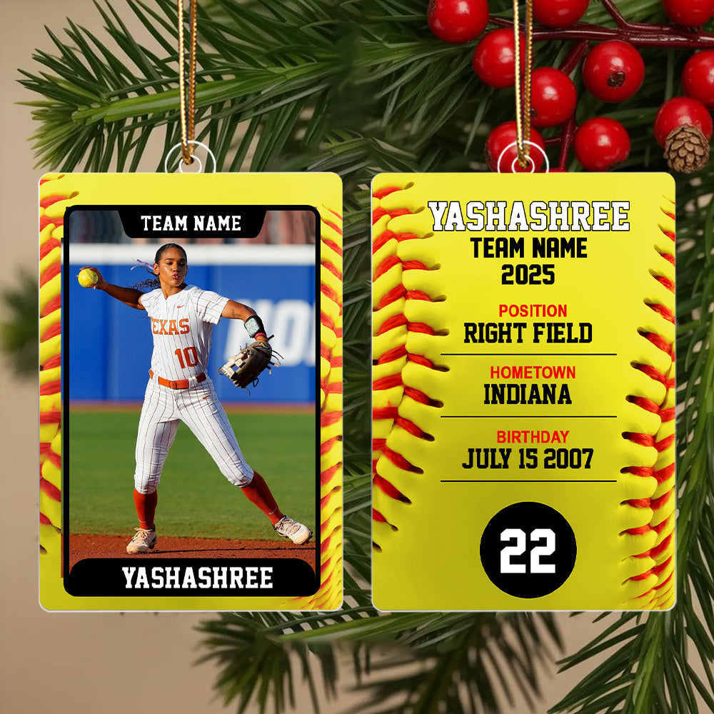 Softball Card - Personalized Acrylic Ornament - Custom Photo Gift For Softball Player T1807 Th23