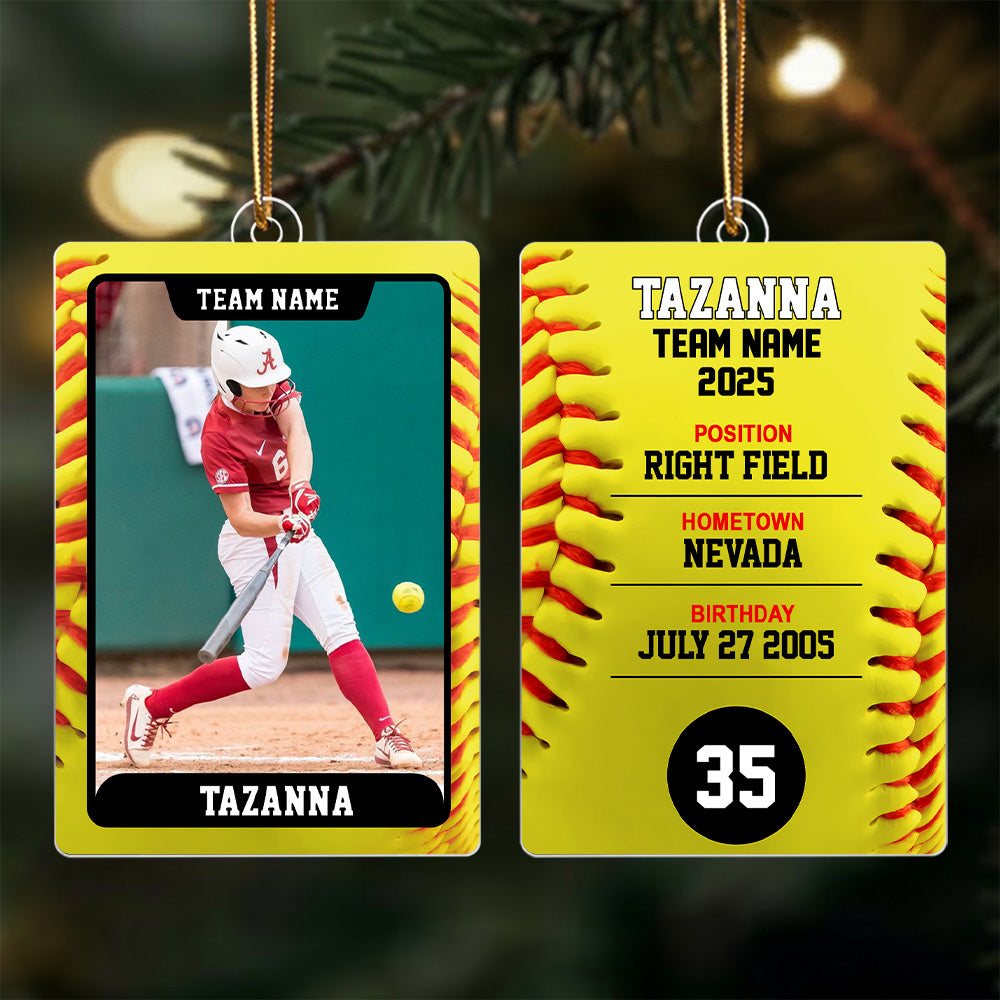 Softball Card - Personalized Acrylic Ornament - Custom Photo Gift For Softball Player T1807 Th23