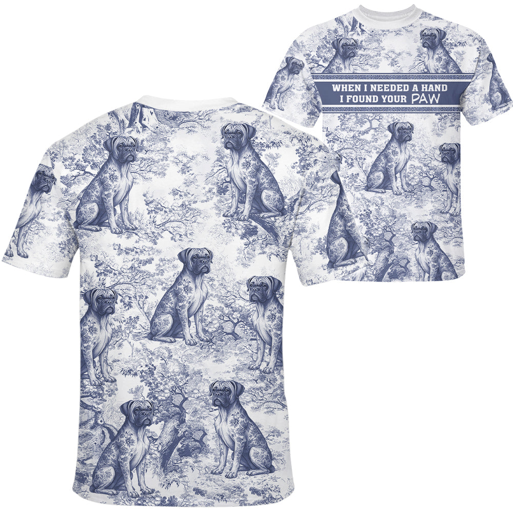 Custom When I Needed A Hand I Found Your Paw Style Gift Toile De Jouy Chinoiseries, Personalized All Over Print Shirt Hv01
