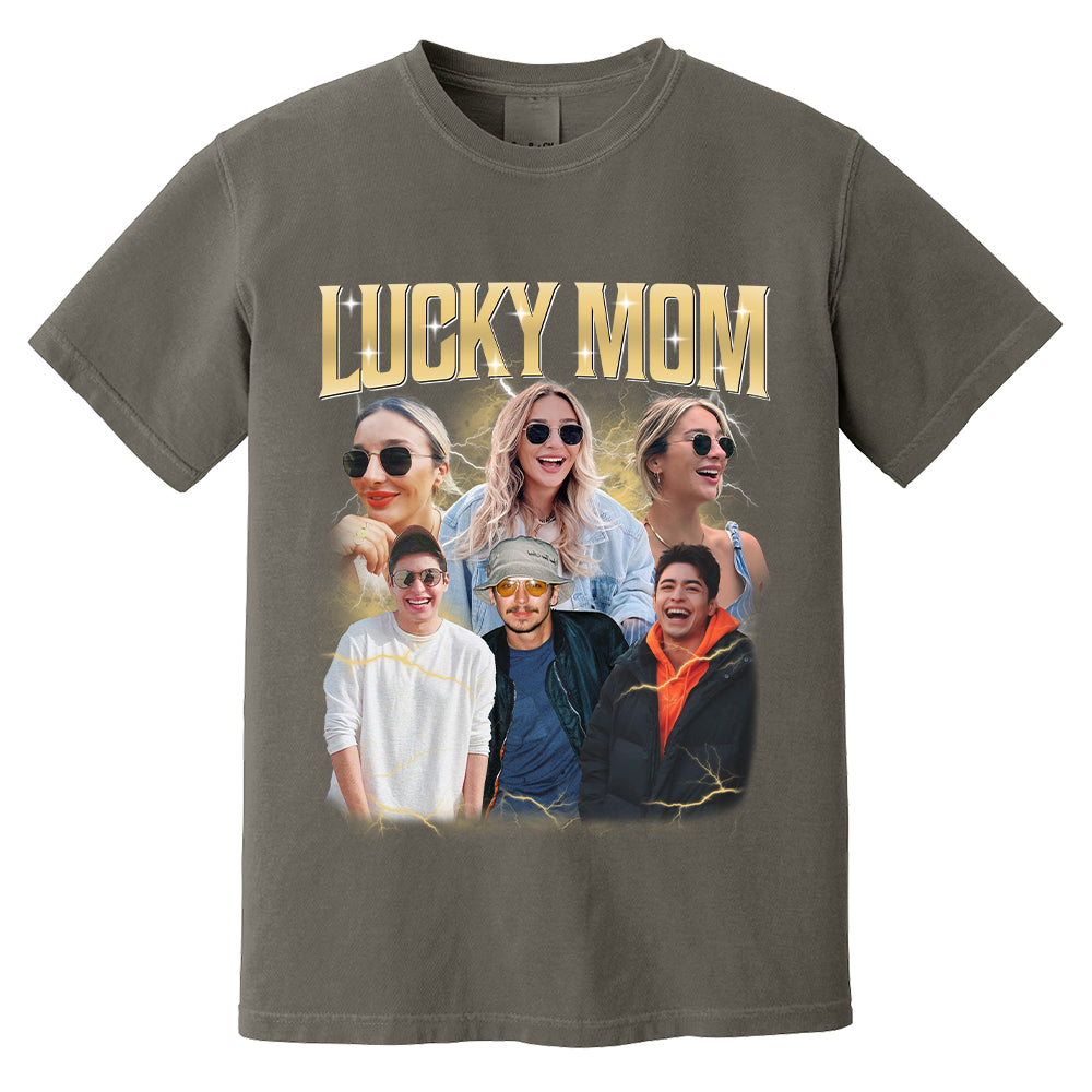 Lucky Mom Custom Bootleg Rap Tee, Custom Photo - Vintage Graphic 90s T-shirt, Custom Photo Shirt, Custom Your Own Bootleg Idea Here, Insert Your Design