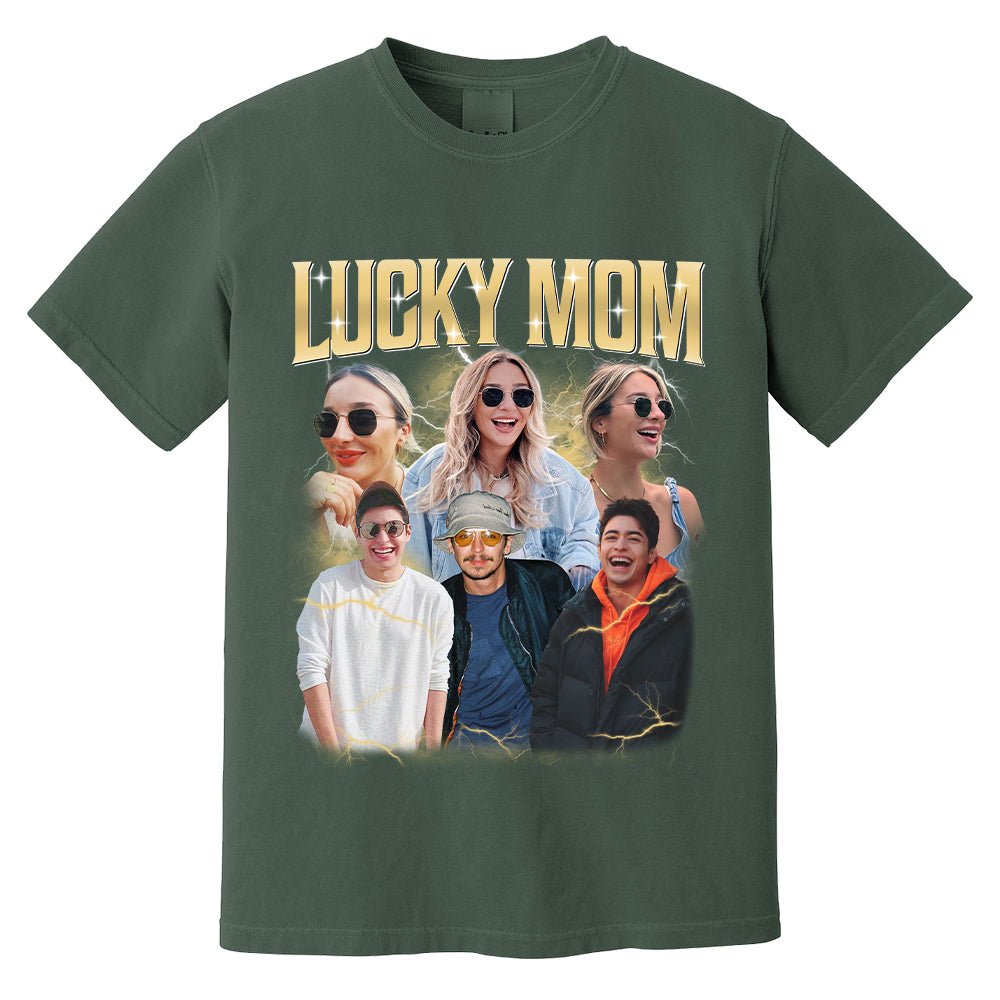 Lucky Mom Custom Bootleg Rap Tee, Custom Photo - Vintage Graphic 90s T-shirt, Custom Photo Shirt, Custom Your Own Bootleg Idea Here, Insert Your Design