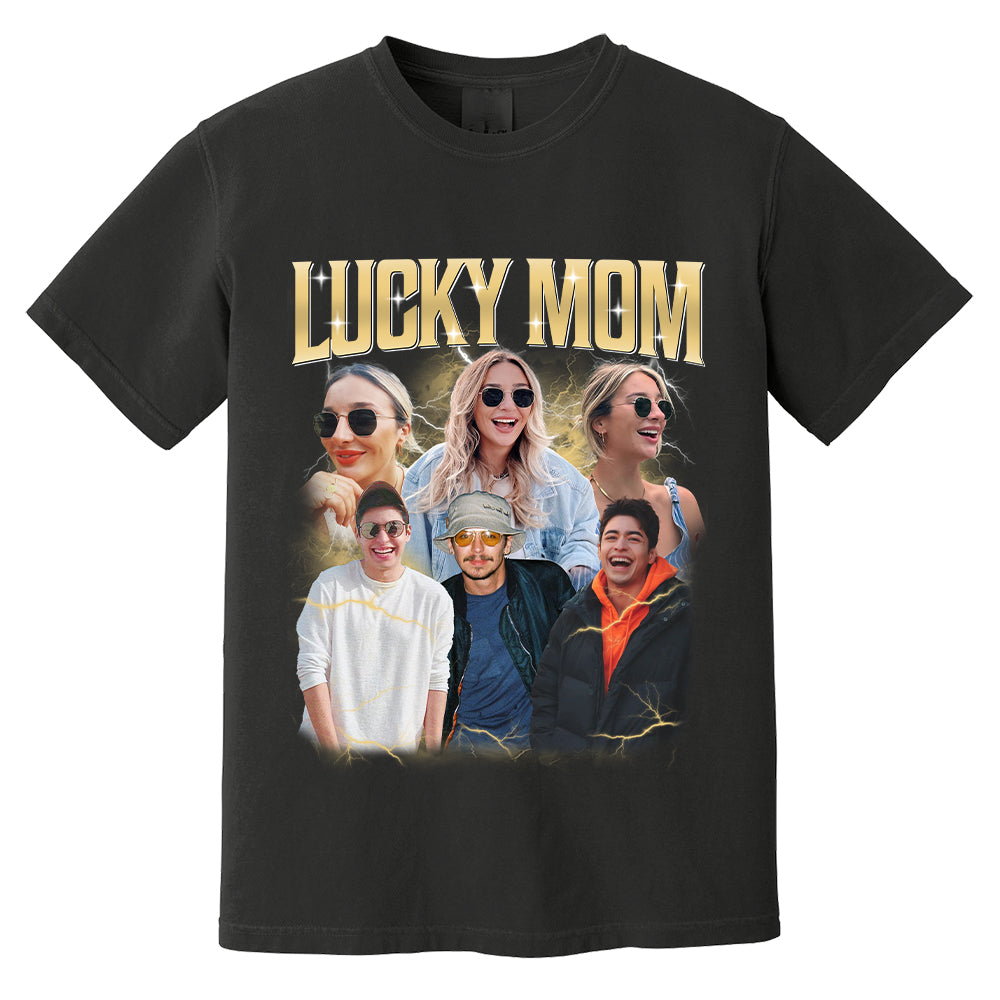 Lucky Mom Custom Bootleg Rap Tee, Custom Photo - Vintage Graphic 90s T-shirt, Custom Photo Shirt, Custom Your Own Bootleg Idea Here, Insert Your Design