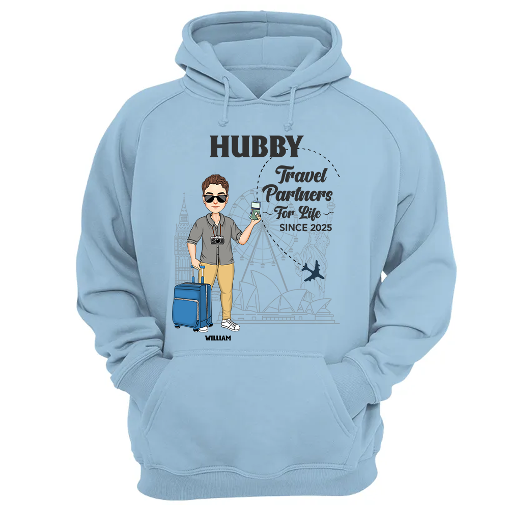 Hubby & Wifey - Travel Partners For Life - Custom Acrylic Luggage Bag For Couples NA04 Pa00