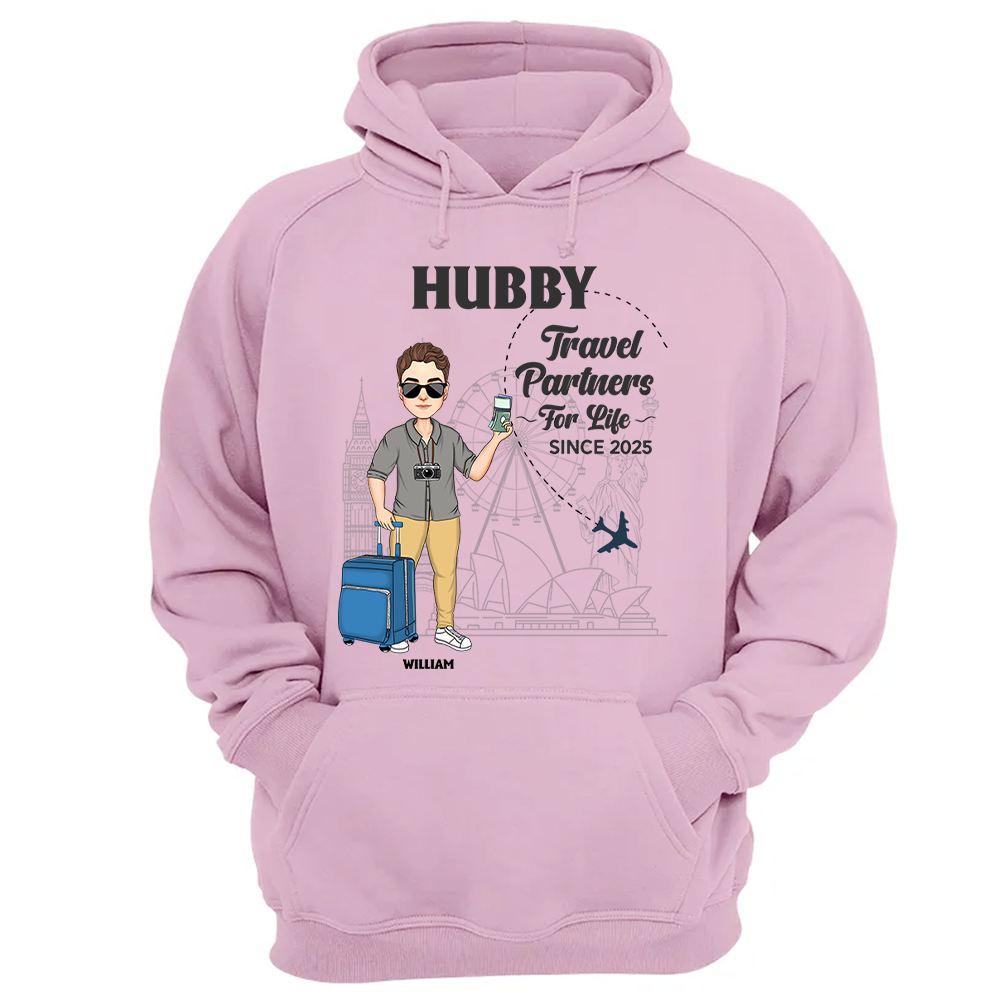 Hubby & Wifey - Travel Partners For Life - Custom Acrylic Luggage Bag For Couples NA04 Pa00