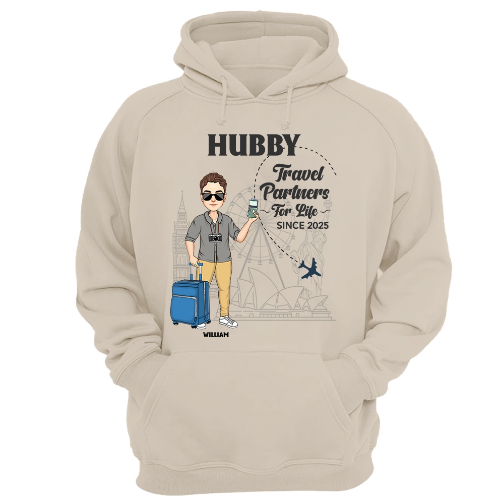 Hubby & Wifey - Travel Partners For Life - Custom Acrylic Luggage Bag For Couples NA04 Pa00