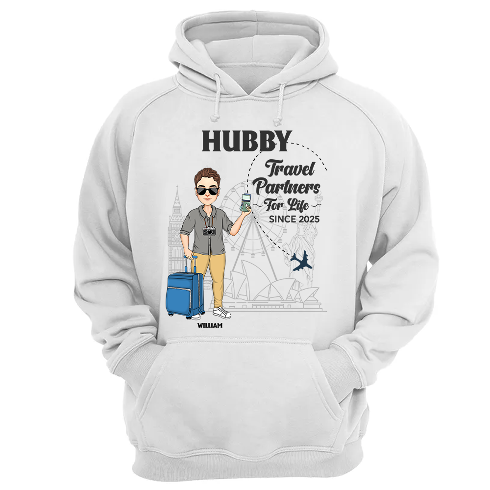 Hubby & Wifey - Travel Partners For Life - Custom Acrylic Luggage Bag For Couples NA04 Pa00