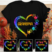 Grandma Heart And Grandkids Hands Personalized Shirts, Nickname And Names Can Be Changed