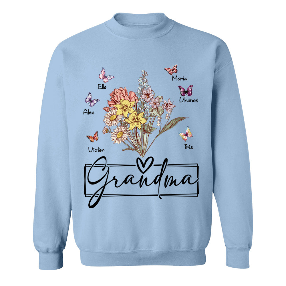 Personalized Wildflower Grandma And Butterfly Kids Shirt - Mother's Day Gift- 03.08.2026