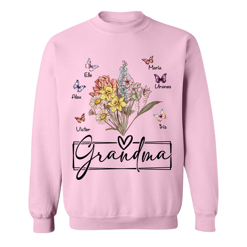 Personalized Wildflower Grandma And Butterfly Kids Shirt - Mother's Day Gift- 03.08.2026