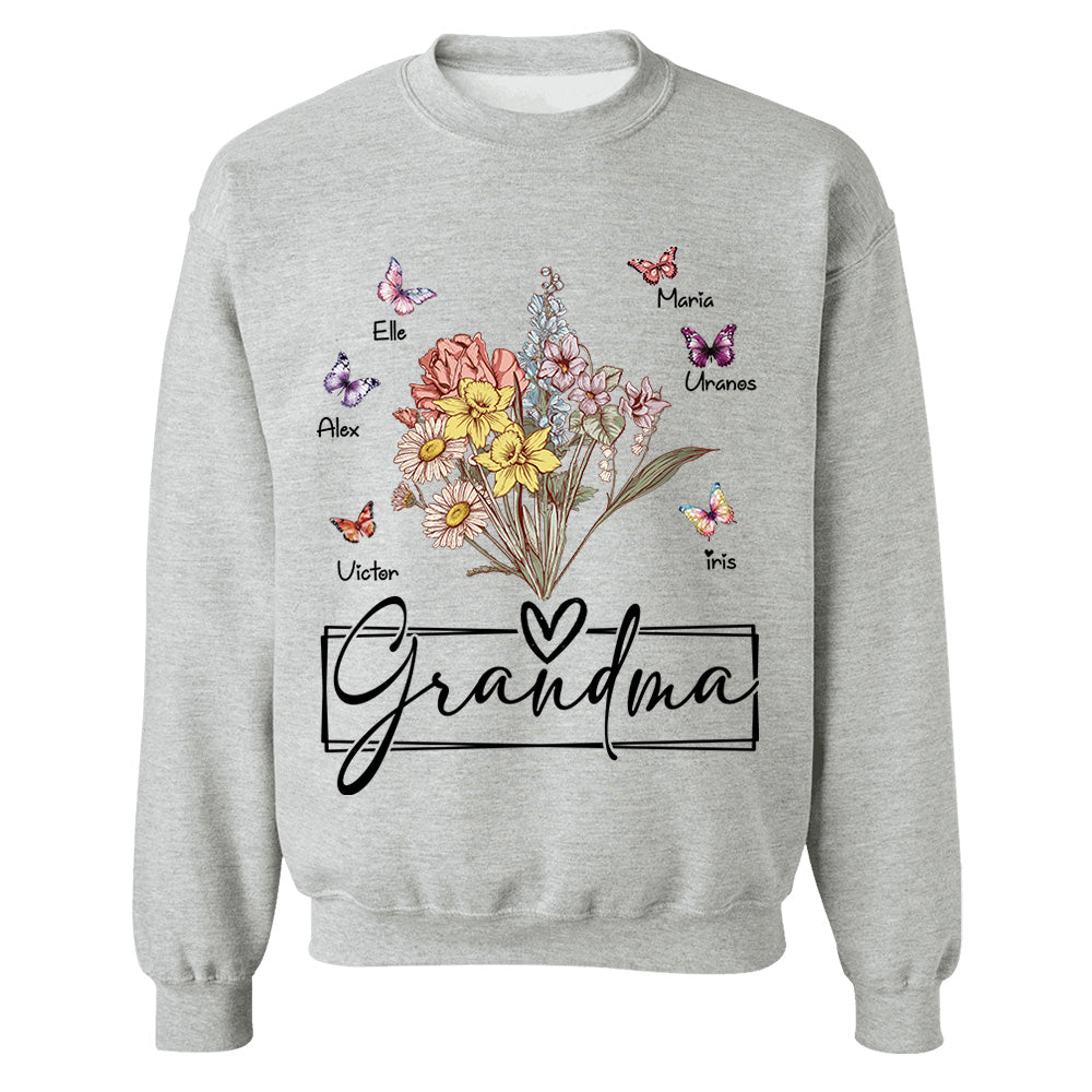 Personalized Wildflower Grandma And Butterfly Kids Shirt - Mother's Day Gift- 03.08.2026