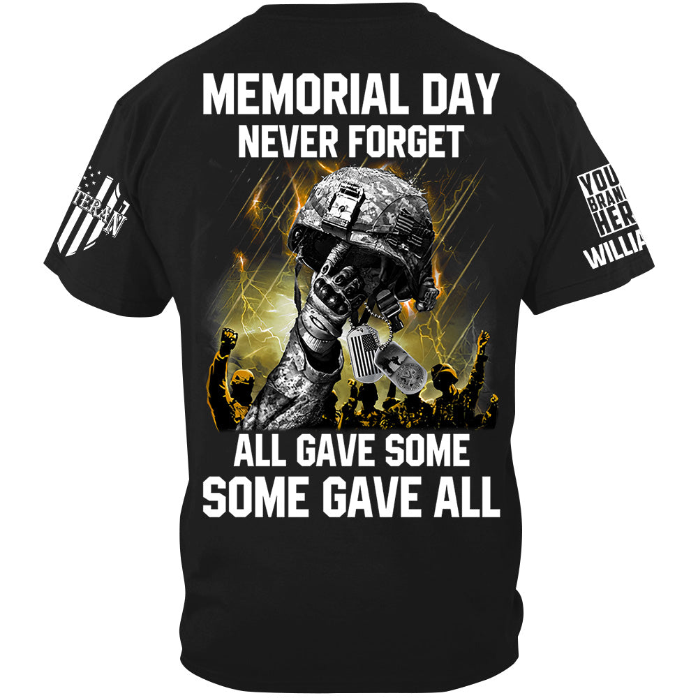Memorial Day Never Forget All Gave Some Some Gave All Custom Shirt For Veteran Memorial Day Veteran Day Gift H2511