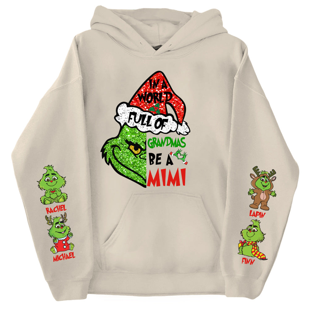 In A World Full Of Grandmas Be A MIMI Shirt- Custom Shirt For Grandma With Kids Name On Sleeves NA04
