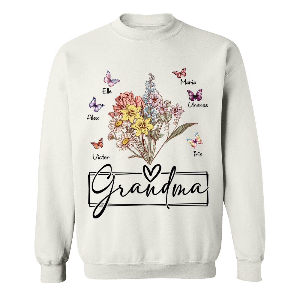 Personalized Wildflower Grandma And Butterfly Kids Shirt - Mother's Day Gift- 03.08.2026