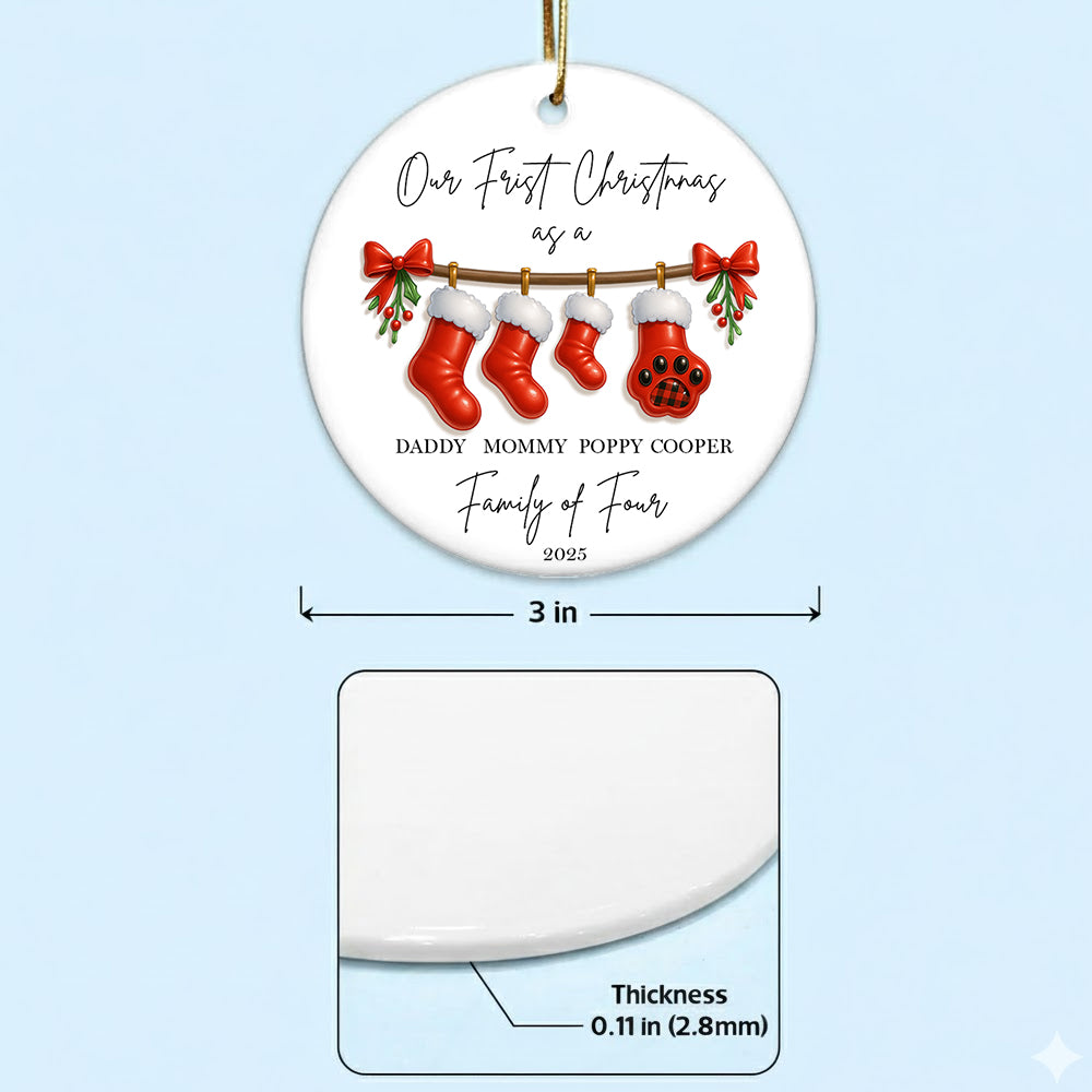 Personalised First Christmas as a Family of 4 Bauble, Baby First Christmas Tree Ornament, 1st Xmas Ornament 2025