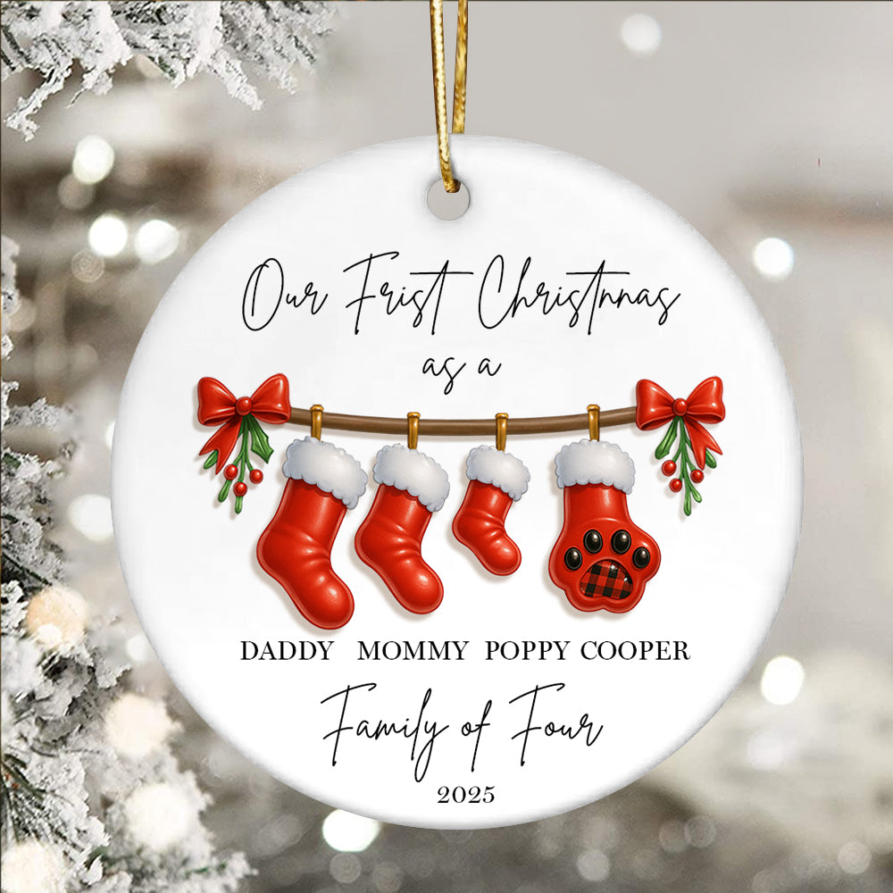 Personalised First Christmas as a Family of 4 Bauble, Baby First Christmas Tree Ornament, 1st Xmas Ornament 2025