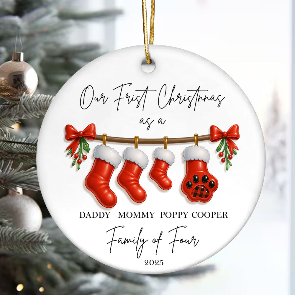 Personalised First Christmas as a Family of 4 Bauble, Baby First Christmas Tree Ornament, 1st Xmas Ornament 2025