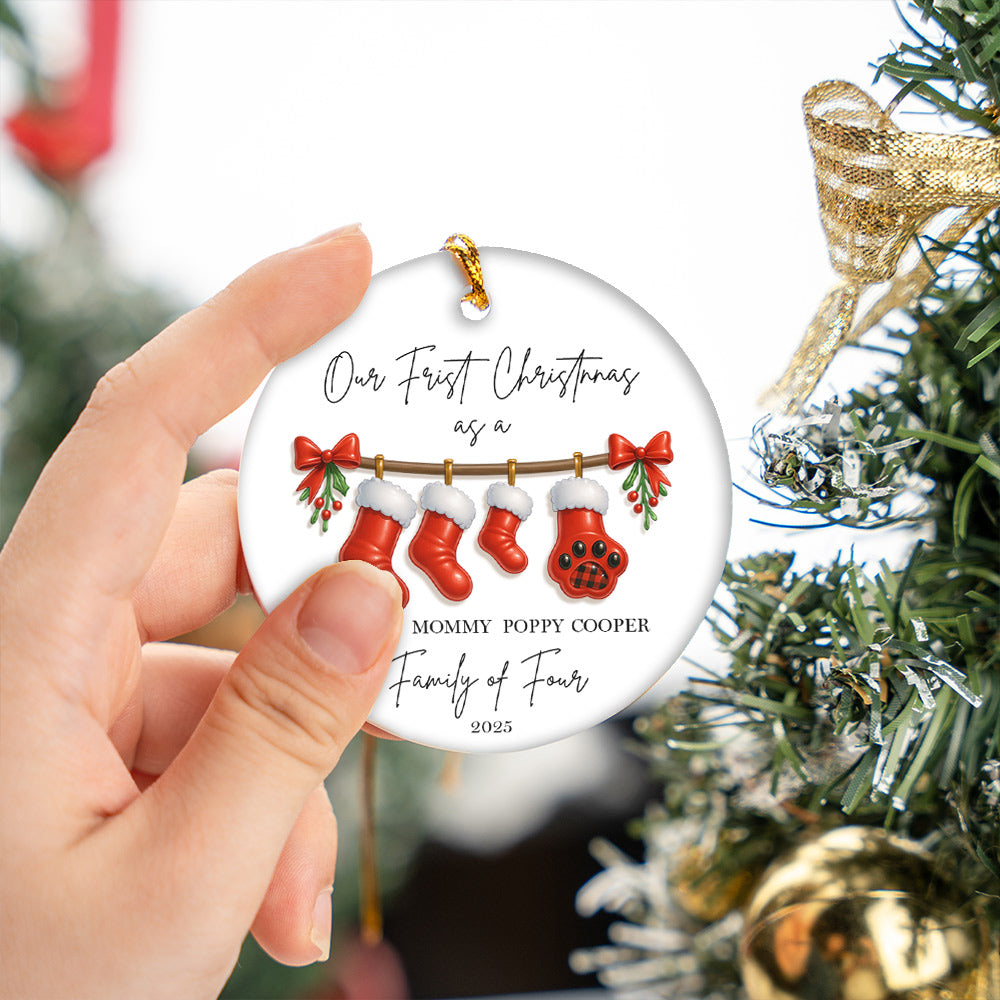 Personalised First Christmas as a Family of 4 Bauble, Baby First Christmas Tree Ornament, 1st Xmas Ornament 2025