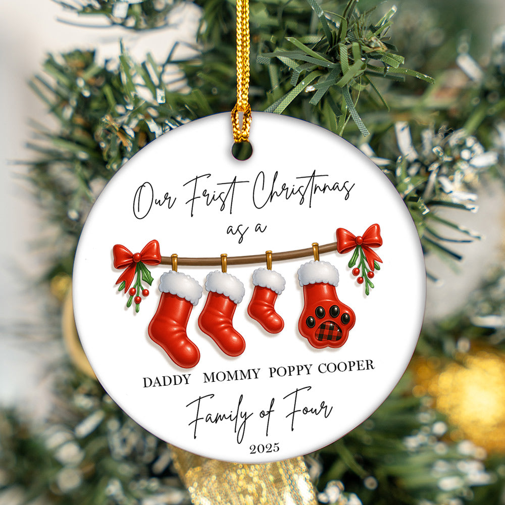 Personalised First Christmas as a Family of 4 Bauble, Baby First Christmas Tree Ornament, 1st Xmas Ornament 2025
