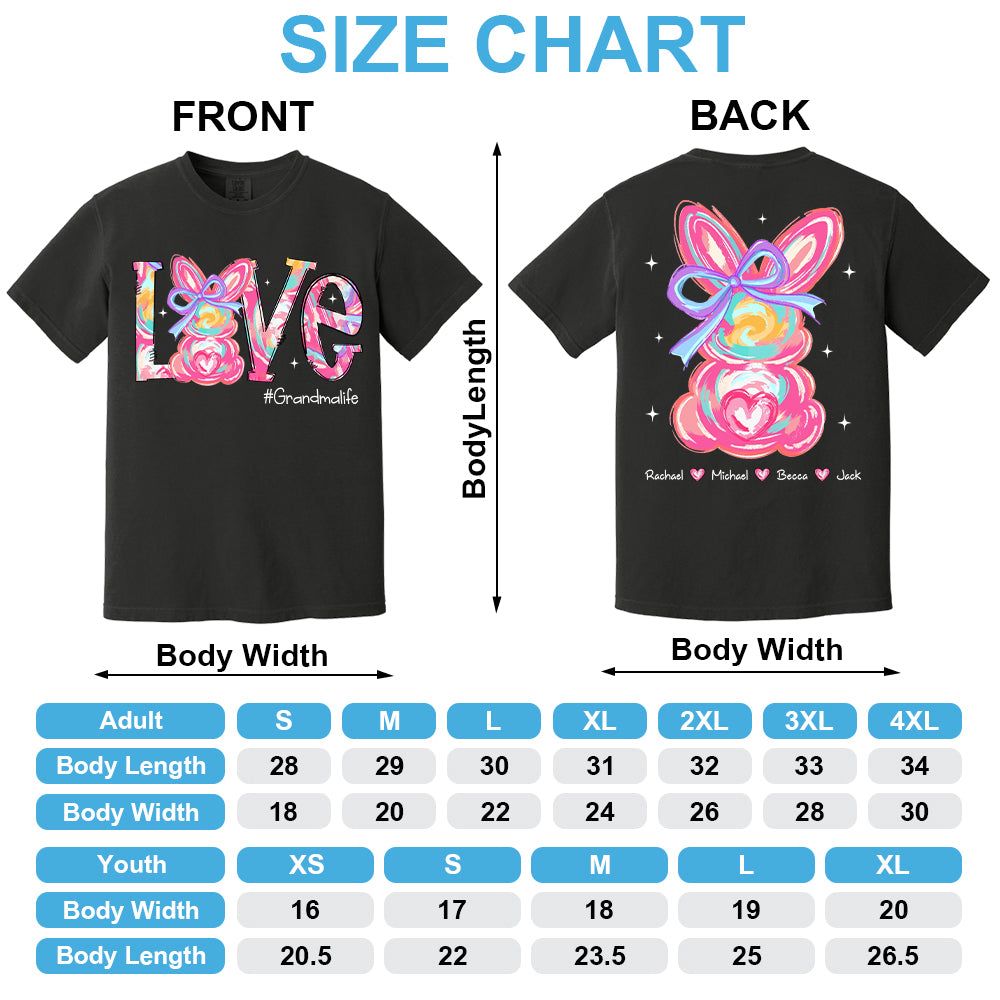 Custom Easter Brushstroke Pink Bunny Bow T-Shirt, Personalized Gift For Grandma & Kids Tu20