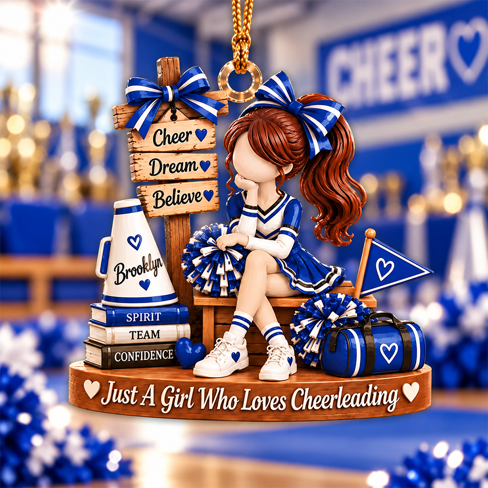 Personalized Cheerleader Christmas Ornament, Custom Name Cheerleading Gift for Girl, Cheer Team Ornament, Cheerleader Keepsake, Sports Gift Pt99