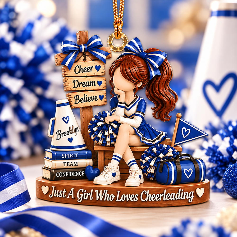 Personalized Cheerleader Christmas Ornament, Custom Name Cheerleading Gift for Girl, Cheer Team Ornament, Cheerleader Keepsake, Sports Gift Pt99