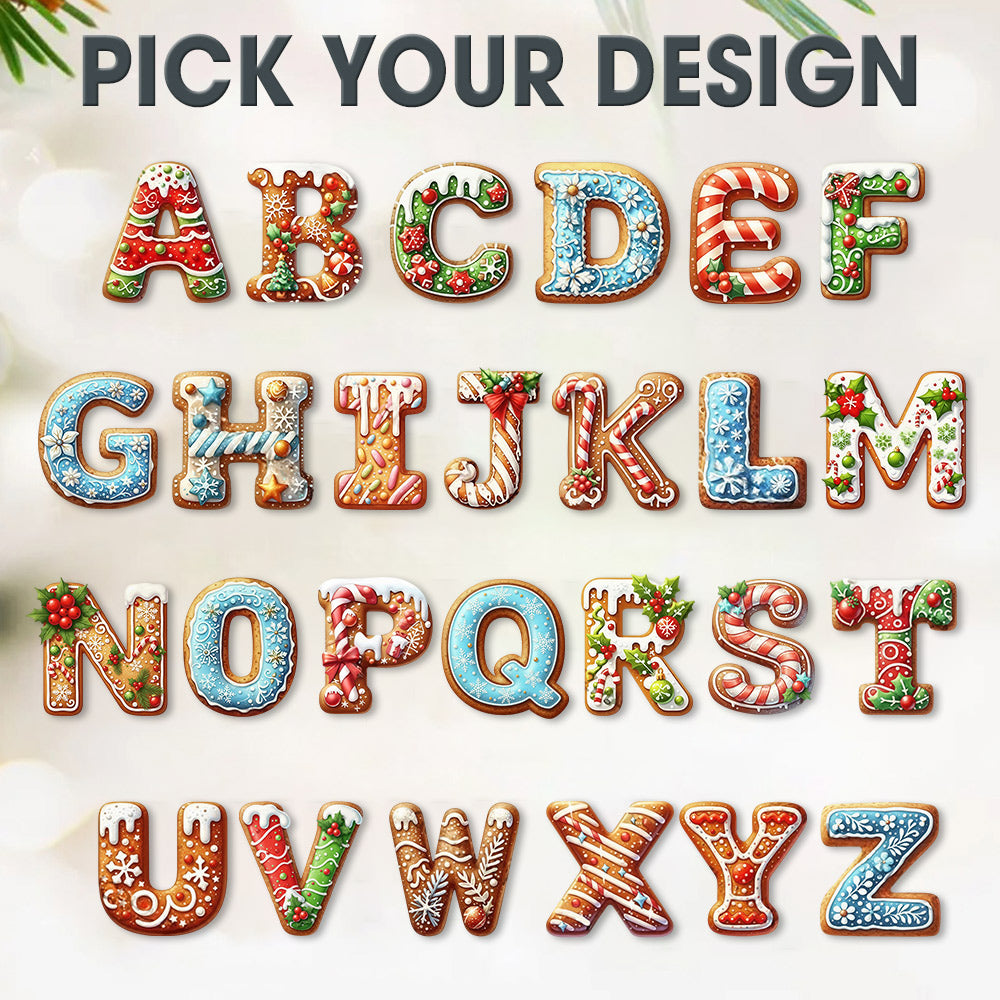Gingerbread Letter Ornament – Kids Name Stocking Tag, Cousin Christmas 2025