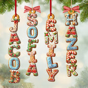 Gingerbread Letter Ornament – Kids Name Stocking Tag, Cousin Christmas 2025