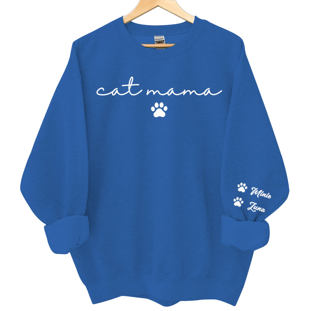 Personalized Cat Mama Sweatshirt With Cat Name, Custom Cat Mom Hoodie, Cute Cat Mommy Outfit, Cat Owner Clothing, Happy Mother's Day Gifts Li29
