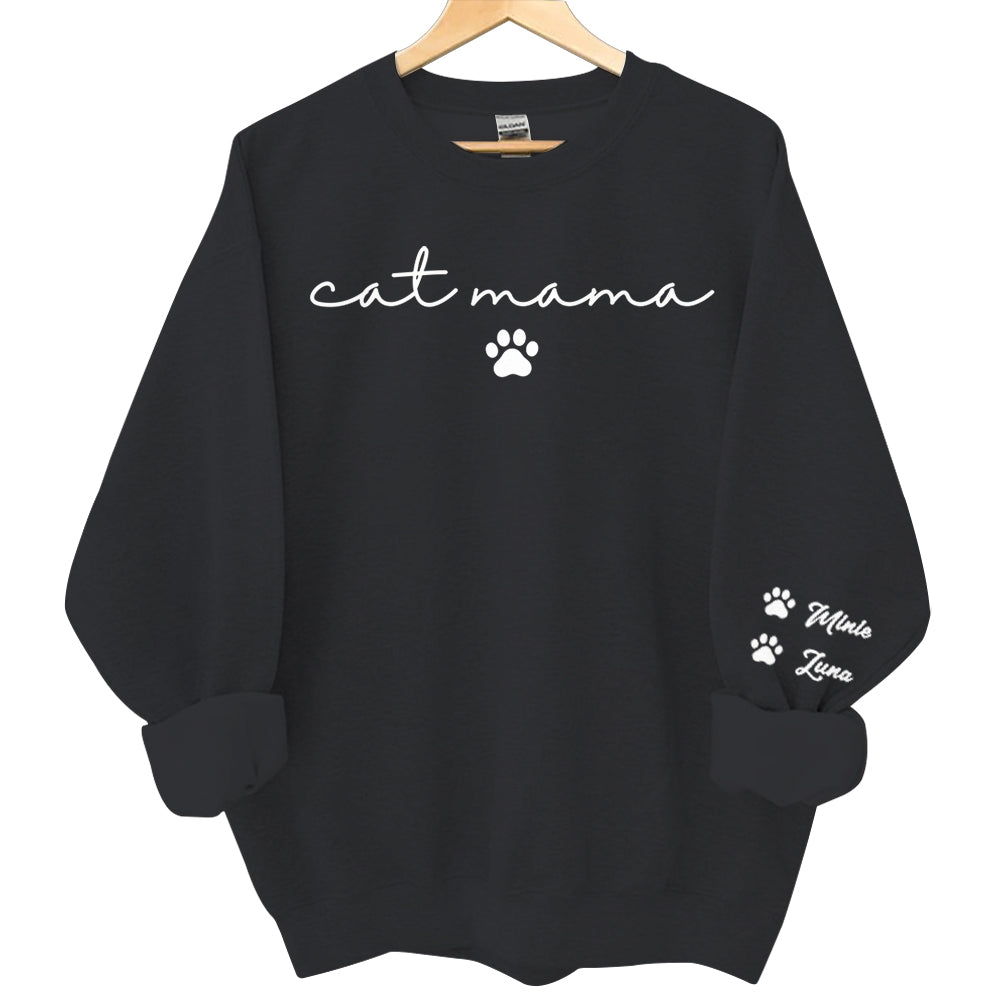 Personalized Cat Mama Sweatshirt With Cat Name, Custom Cat Mom Hoodie, Cute Cat Mommy Outfit, Cat Owner Clothing, Happy Mother's Day Gifts Li29