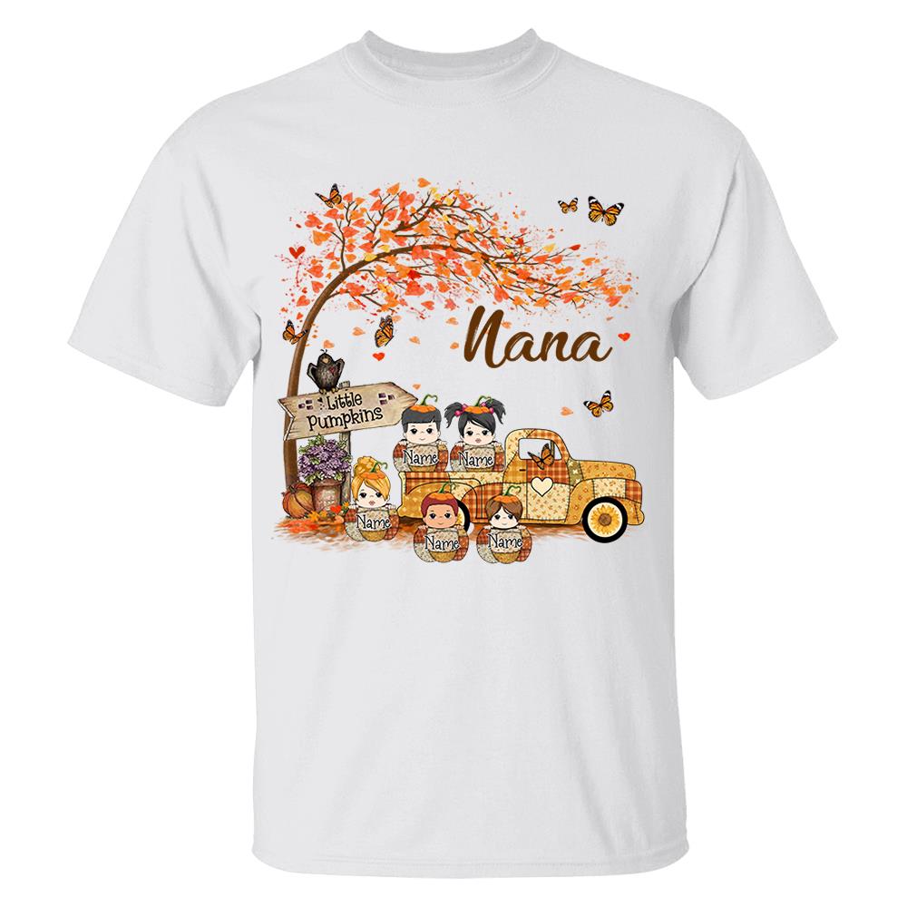 Autumn Grandma's Little Pumpkin Shirt - Personalized Shirt Family NA04 Nh00