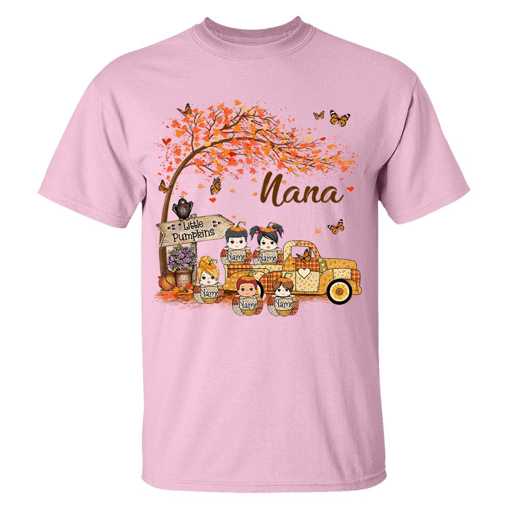 Autumn Grandma's Little Pumpkin Shirt - Personalized Shirt Family NA04 Nh00