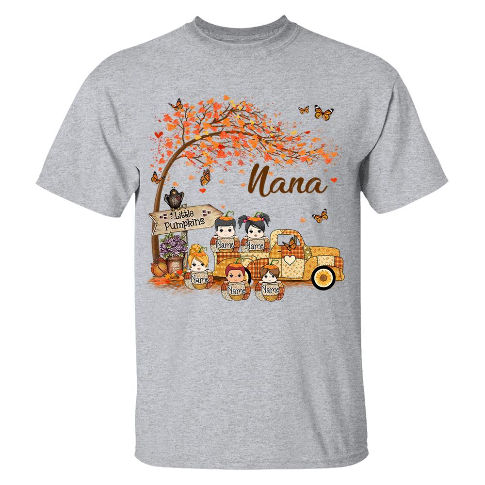 Autumn Grandma's Little Pumpkin Shirt - Personalized Shirt Family NA04 Nh00