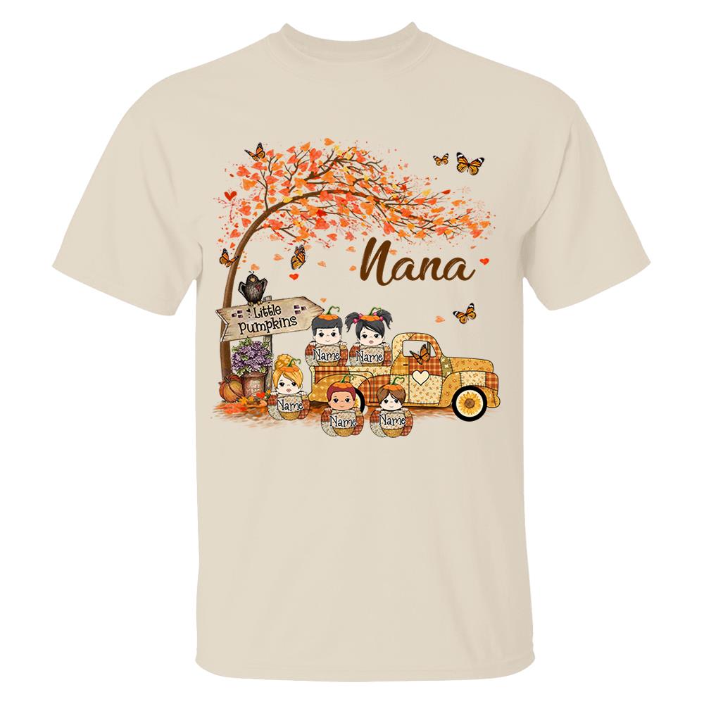 Autumn Grandma's Little Pumpkin Shirt - Personalized Shirt Family NA04 Nh00
