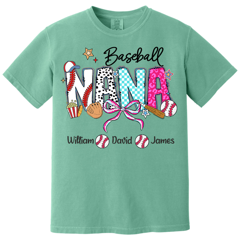 Baseball Grandma T-Shirt, Custom Grandma With Grandkids T1807
