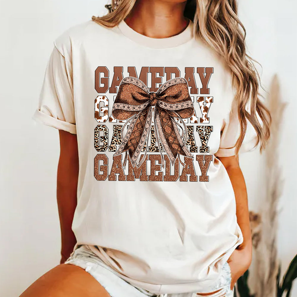 Game Day Glitter Football Coquette Bow Shirt