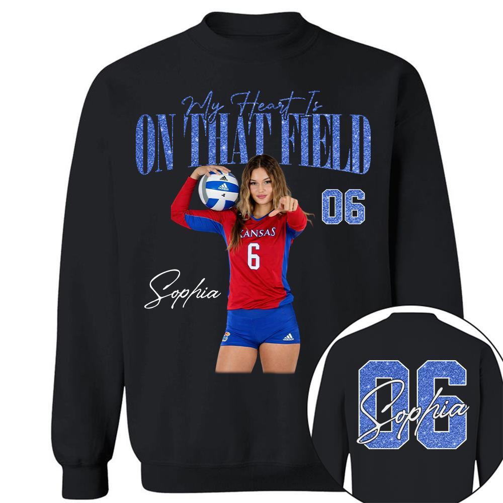 My Heart Is On That Field - Personalized Washed Tee Retro Bootleg Shirt - Gift For Volleyball Lovers T1807 Hv01
